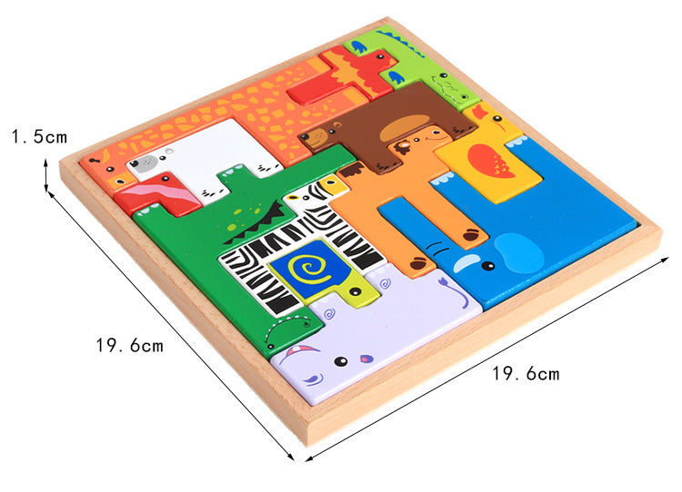Bloques Apilables de Animales 3D de Madera