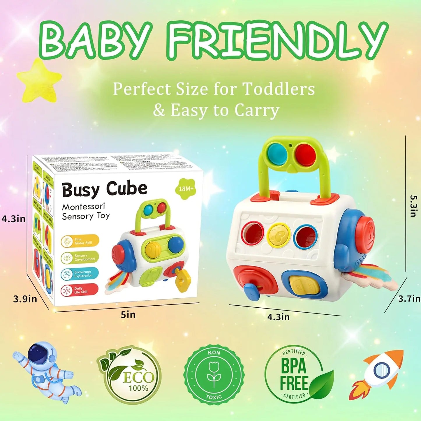 Juguetes Montessori Sensoriales 9 en 1 Busy Cube