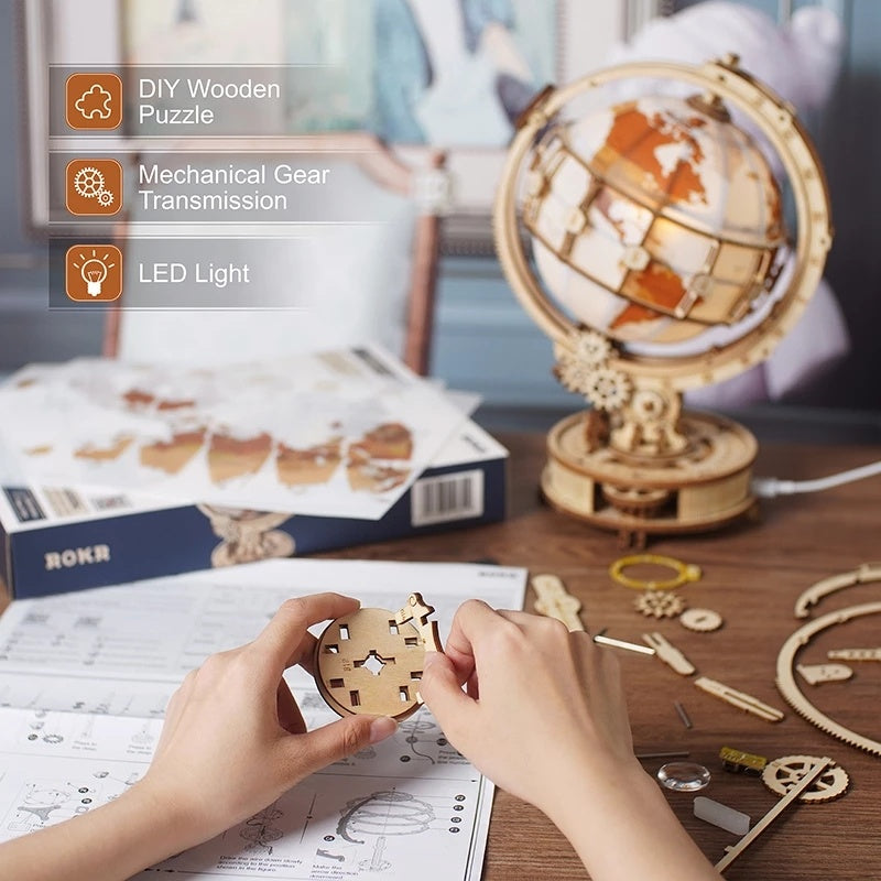Globo Luminiscente 3D de Madera ROKR de Robotime