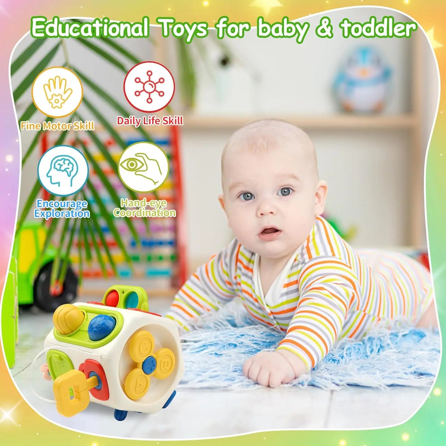 Juguetes Montessori Sensoriales 9 en 1 Busy Cube