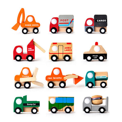 Juguetes de Madera: Set de 12 Vehículos Infantiles